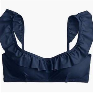 J. Crew Navy Blue Ruffle Bikini Top